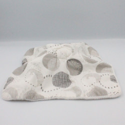 Doudou plat mouton agneau blanc ronds gris OBAIBI