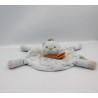 Doudou plat rond chat bleu orange KIMBALOO