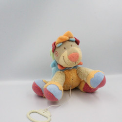 Doudou musical lion patchwork palmier brodé NATTOU