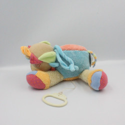 Doudou musical lion patchwork palmier brodé NATTOU