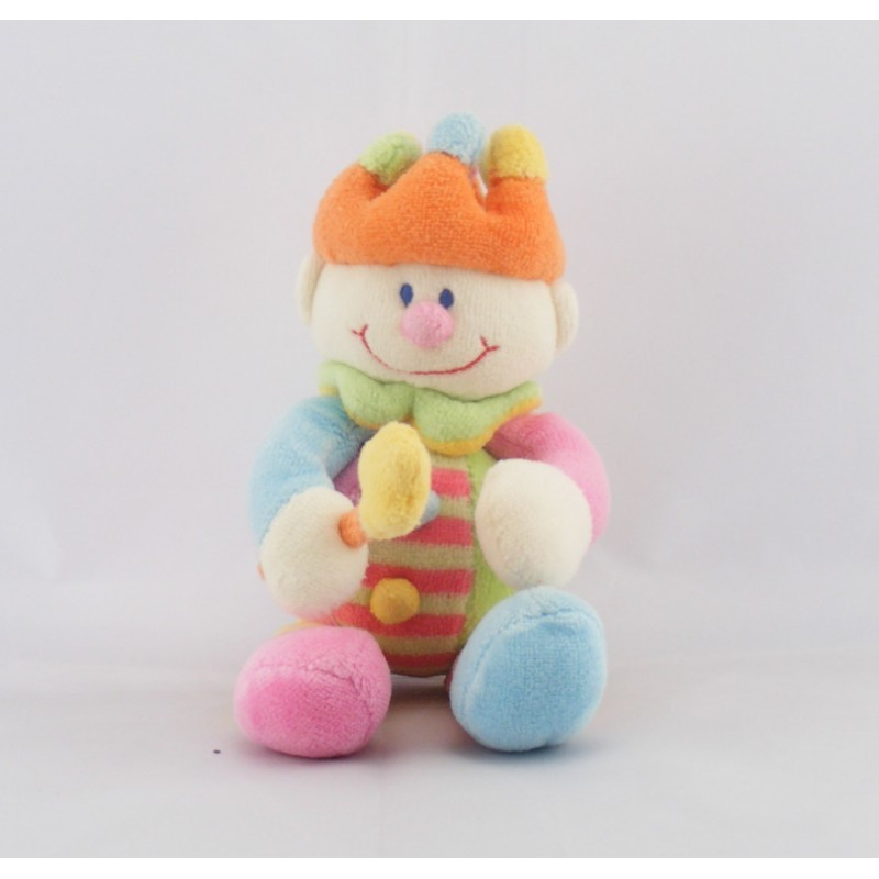 Doudou semi plat Clown multicolore couronne JOLLYBABY