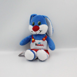 Doudou lapin bleu salopette rouge KINDER 