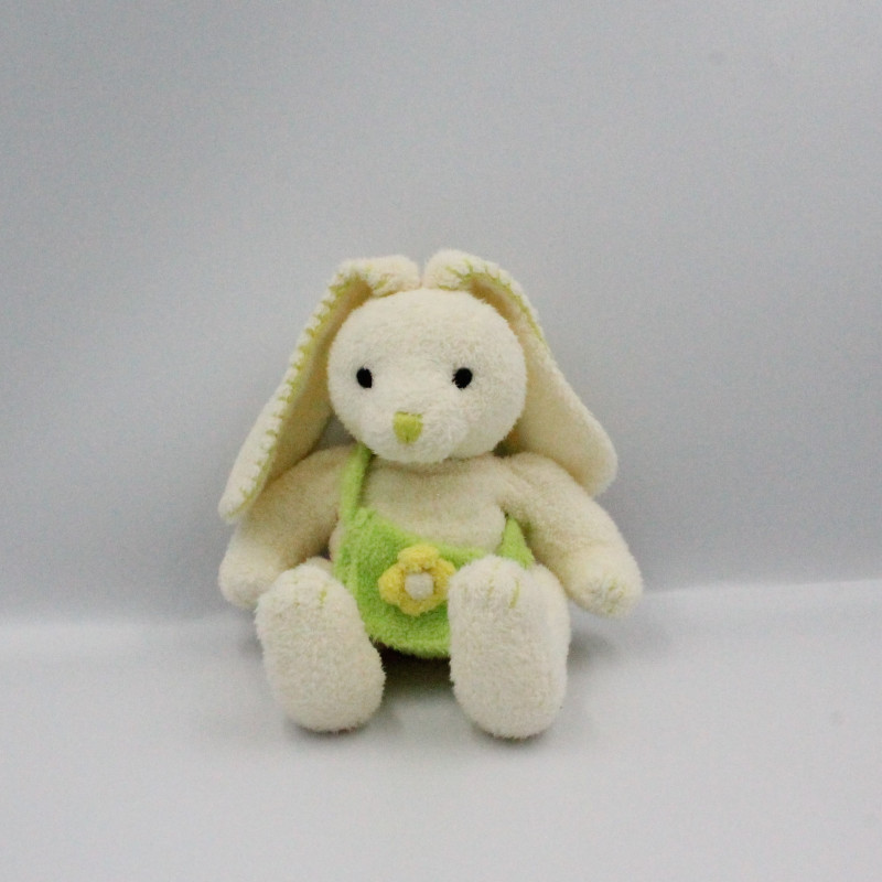 Doudou lapin blanc jaune sac vert fleur ANNA CLUB PLUSH