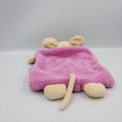Doudou plat souris plume rose fushia KALOO