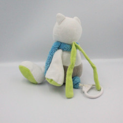 Doudou musical loup renard blanc gris vert bleu TEX BABY