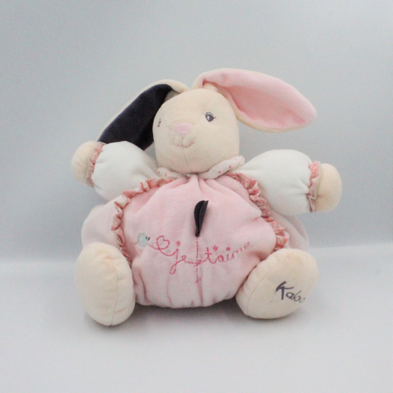 Doudou patapouf lapin rose violet coeur Je t'aime KALOO