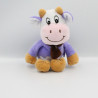 Doudou vache violet mauve écharpe marron MILKA