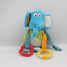Doudou éléphant bleu vert hochet SIGIKID