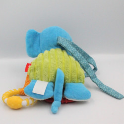 Doudou éléphant bleu vert hochet SIGIKID