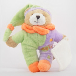 Mini Doudou ours mauve orange vert étoile BABY NAT