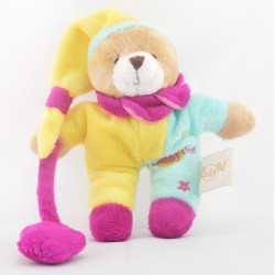 Mini Doudou ours mauve orange vert étoile BABY NAT