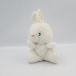 Ancienne peluche lapin blanc AJENA