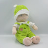 Doudou peluche bébé poupée salopette vert SANDY