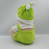 Doudou peluche bébé poupée salopette vert SANDY