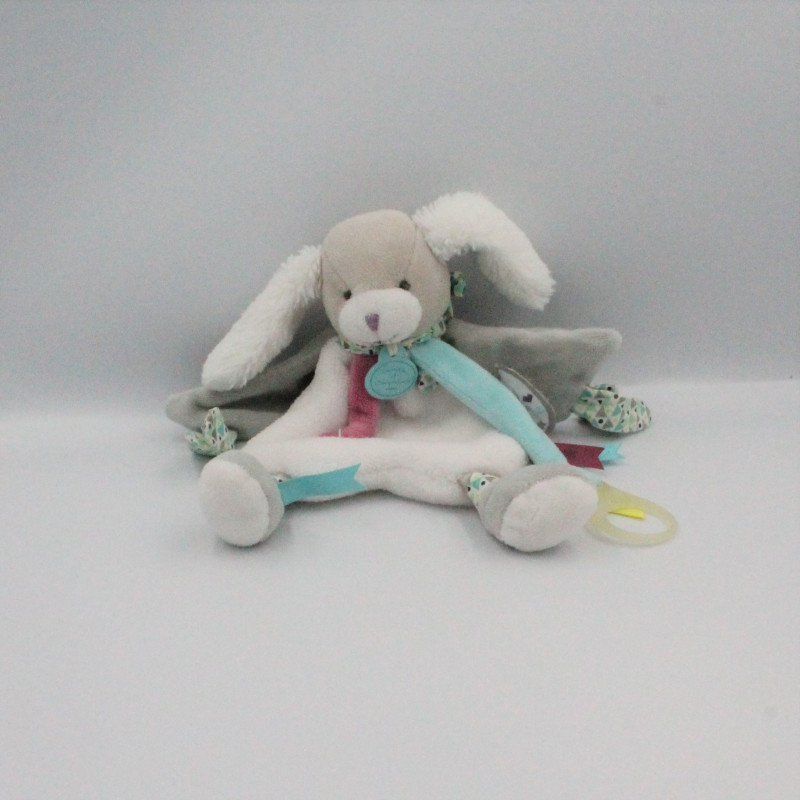 Doudou et compagnie plat chien blanc beige gris rose bleu anneau Toopi