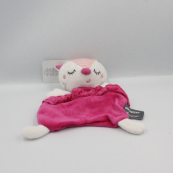 Doudou plat chat blanc rose pois ORCHESTRA PREMAMAN