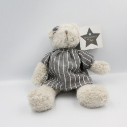 Doudou peluche ours gris robe ATMOSPHERA