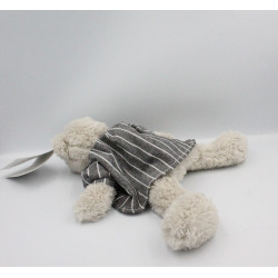 Doudou peluche ours gris robe ATMOSPHERA