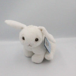 Doudou lapin blanc collier mauve coeur NICOTOY 