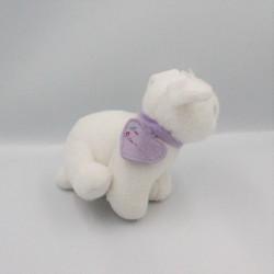 Doudou lapin blanc collier mauve coeur NICOTOY 