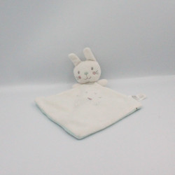 Doudou plat lapin blanc vert coeurs NICOTOY