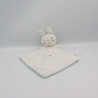 Doudou plat lapin blanc vert coeurs NICOTOY