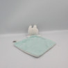 Doudou plat lapin blanc vert bleu coeurs NICOTOY