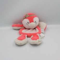 Doudou plat oiseau pingouin rose beige Daisy et Coco NOUKIE'S