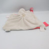 Doudou plat carré oiseau pingouin rose beige Daisy et Coco NOUKIE'S