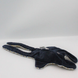 Doudou plat lapin bleu marine pois étoiles Double face CATIMINI