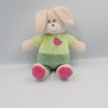 Doudou lapin vert rose tulipe AJENA