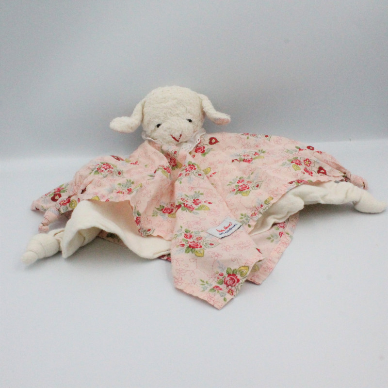 Doudou plat mouton blanc rose fleurs KATHE KRUSE