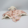 Doudou plat mouton blanc rose fleurs KATHE KRUSE