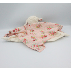 Doudou plat mouton blanc rose fleurs KATHE KRUSE