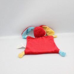 Doudou plat chien rouge jaune bleu KIMBALOO