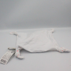 Doudou plat chat blanc étoiles rose fluo BOUT'CHOU BOUTCHOU