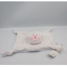Doudou plat chat blanc étoiles rose fluo BOUT'CHOU BOUTCHOU