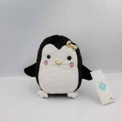 Doudou manchot pingouin noir blanc doré TEX BABY