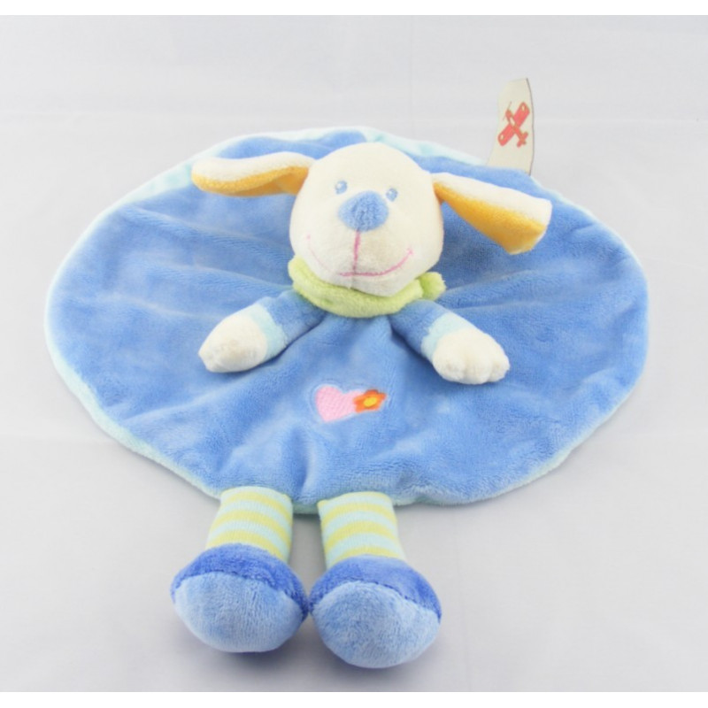 Doudou Plat chien bleu MOTS D'ENFANTS