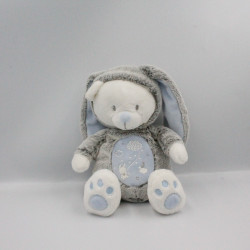 Doudou luminescent ours lapin gris bleu blanc étoiles MOTS D'ENFANTS