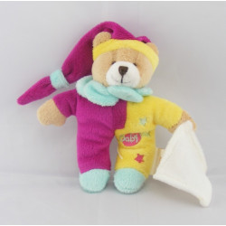 Mini Doudou ours rose jaune bleu étoile BABY NAT