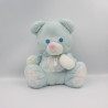 Peluche Puffalump ours bleu blanc coeurs FISHER PRICE 1994