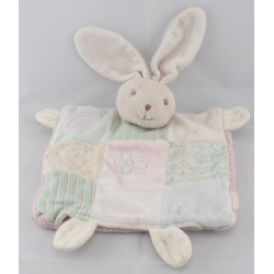 Doudou plat lapin Liliblue Patchwork rose bleu KALOO