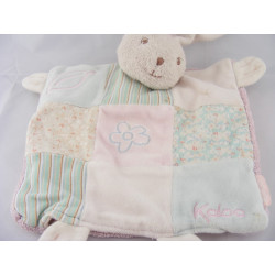 Doudou plat lapin Liliblue Patchwork rose bleu KALOO