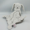 Doudou lapin blanc gris pois avec mouchoir POMMETTE