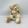 Doudou singe écru beige hochet lapin AJENA