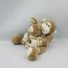 Doudou singe écru beige hochet lapin AJENA