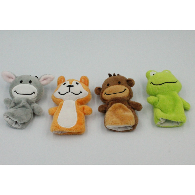 Petites marionnettes à doigts doudou ane singe grenouille tigre BABYLOVE