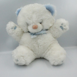 Doudou Peluche ours blanc bleu BOULGOM 38 cm