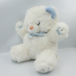 Doudou Peluche ours blanc bleu BOULGOM 38 cm